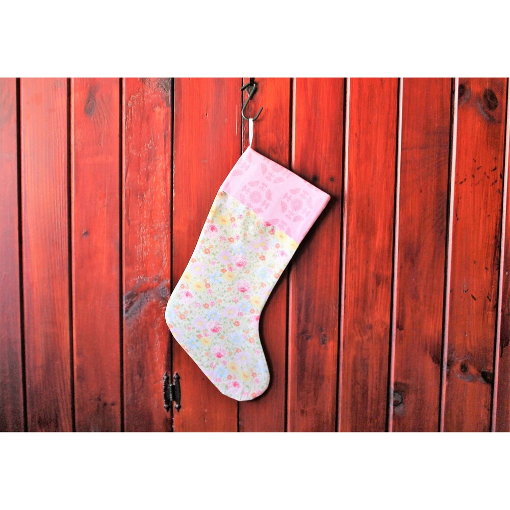 Upcycled Floral Christmas Stocking